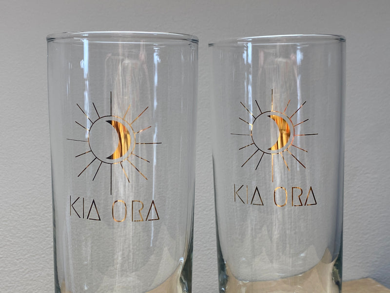 Gold KIA ORA hiball glass