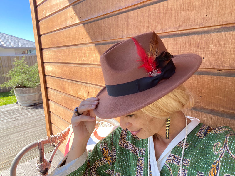 Feather Fedora Hats - 2 colours