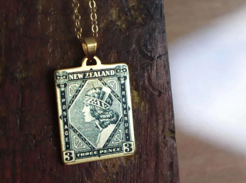 Little Taonga Vintage Stamp necklaces