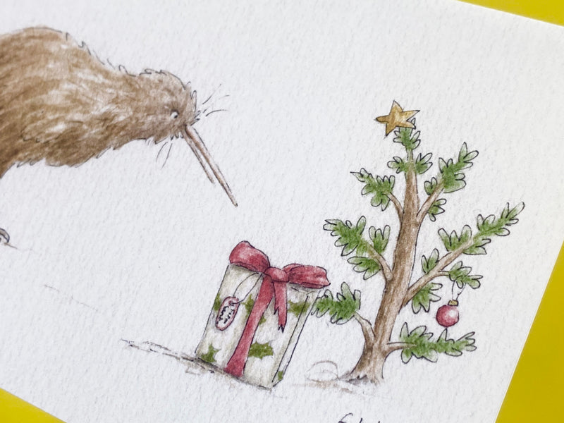 Card - Kiwi With Present