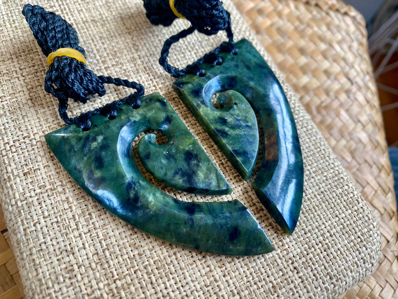 NZ Pounamu Joined Koru pendant - contemporary (set 2)