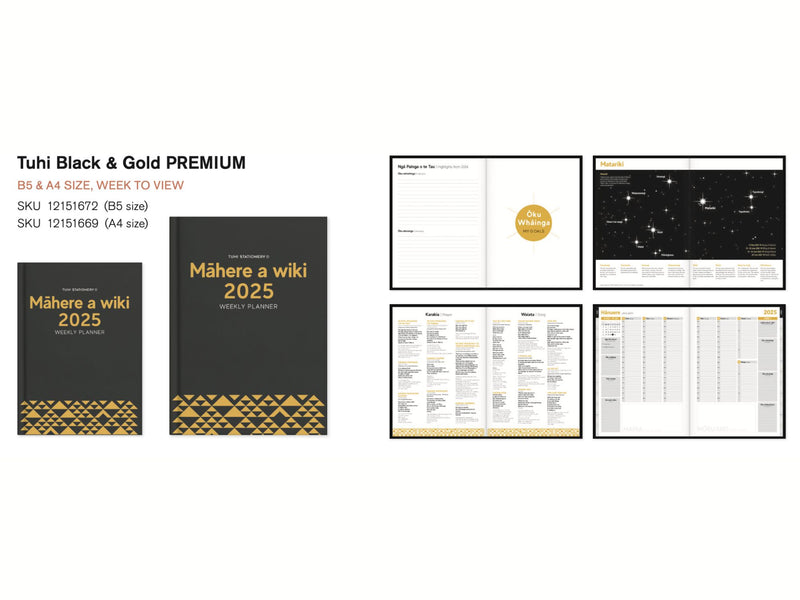 Tuhi 2025 Planner - WEEKLY Black/Gold PREORDER