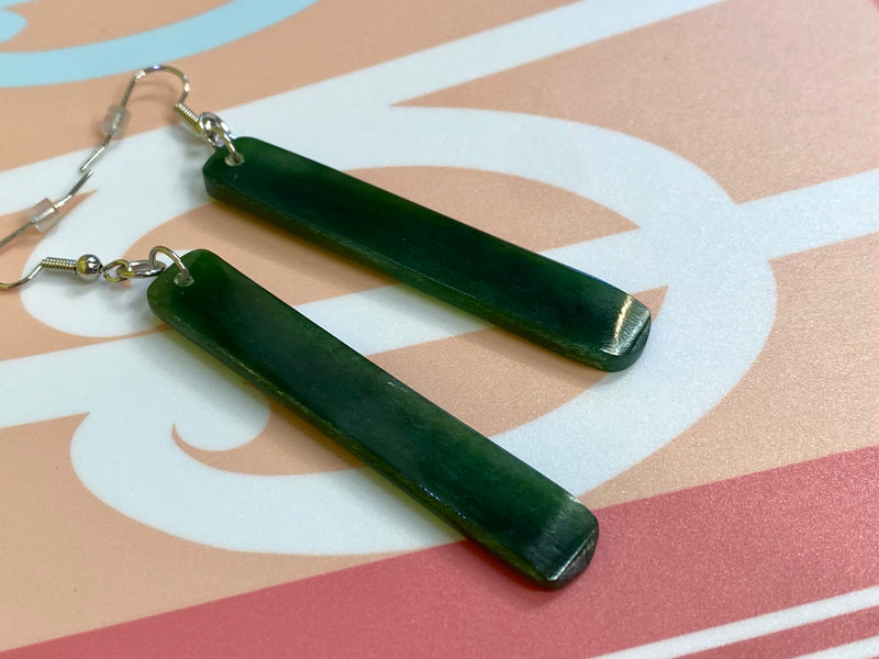 Poutini Pounamu Long Roimata Earrings