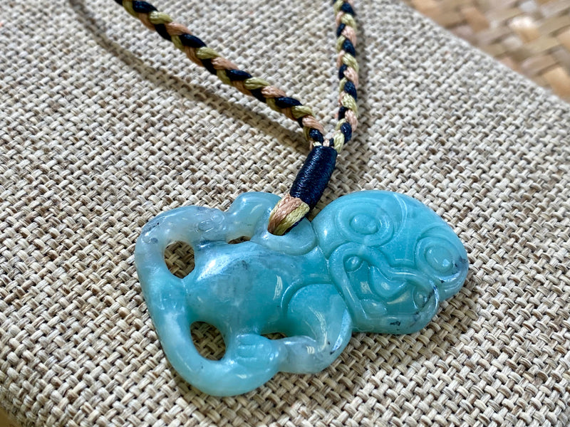 Gemstone Heitiki necklaces on woven cord