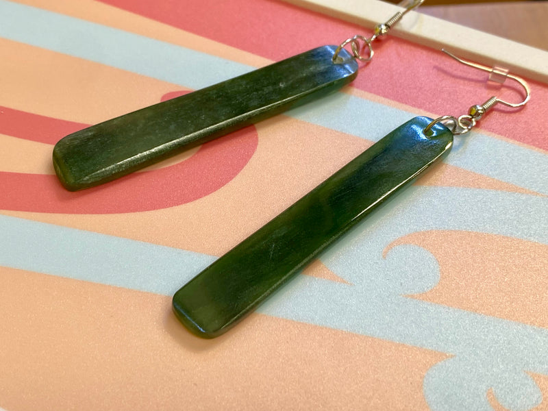 Poutini Pounamu Long Roimata Earrings