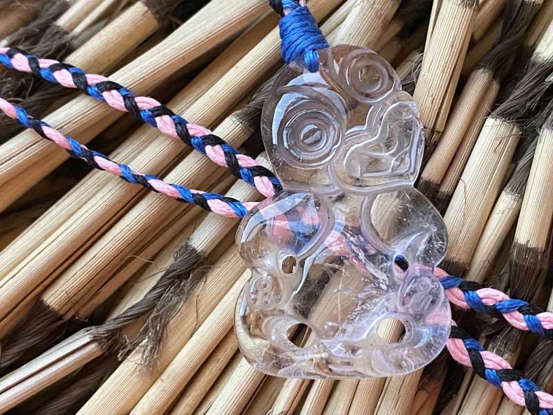 Gemstone Heitiki necklaces on woven cord