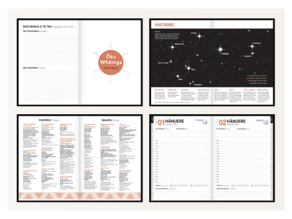 Tuhi Diary 2026 - A51 Day Per Page Red Koru