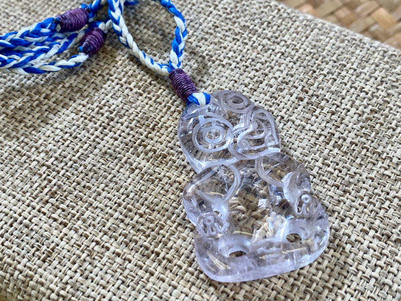 Gemstone Heitiki necklaces on woven cord