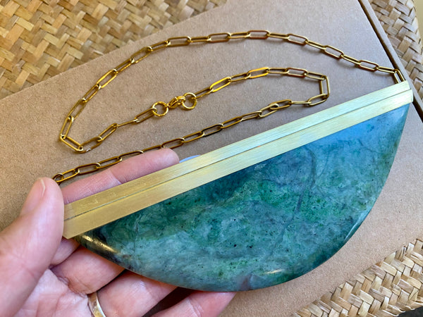 Natalie Kere Walker Pounamu Pendant - Brass Framed XXL