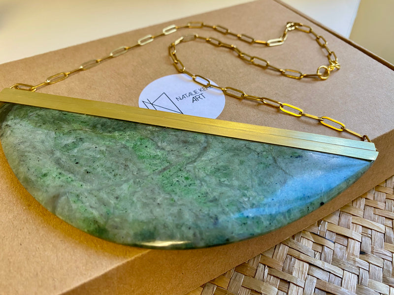 Natalie Kere Walker Pounamu Pendant - Brass Framed XXL