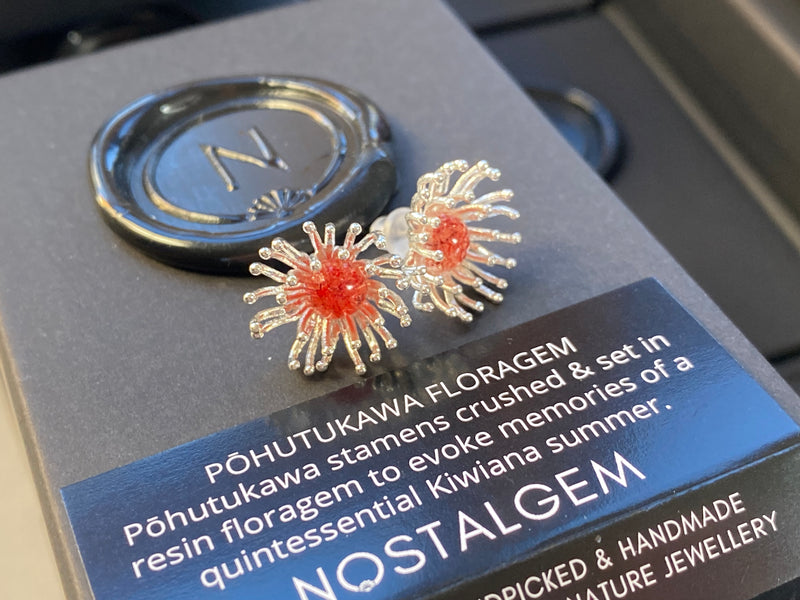 Floragem Pohutukawa stud earrings