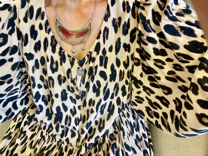 Magpie Castle Pohutukawa necklace with quartz crystal