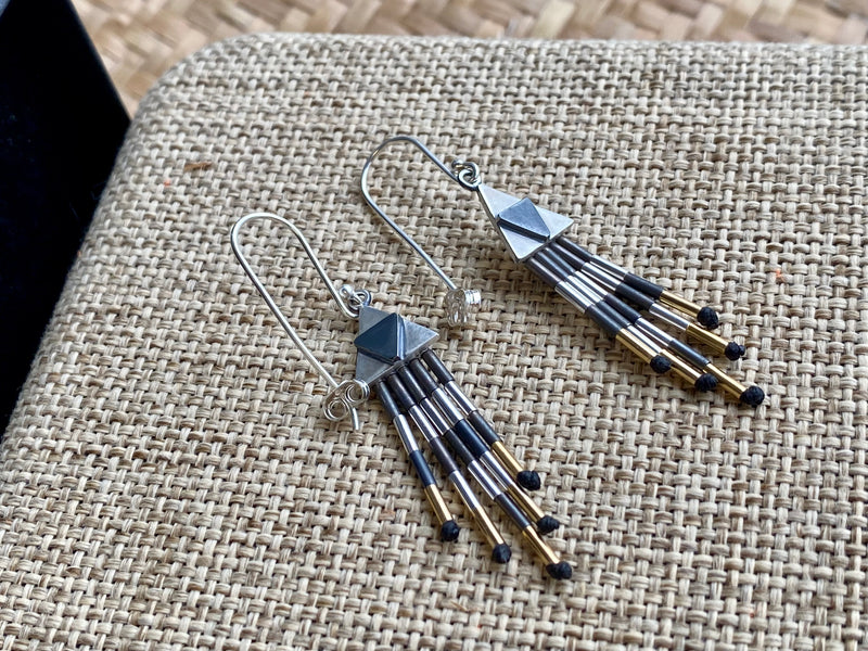 Piupiu Aonui Earrings - silver and gold