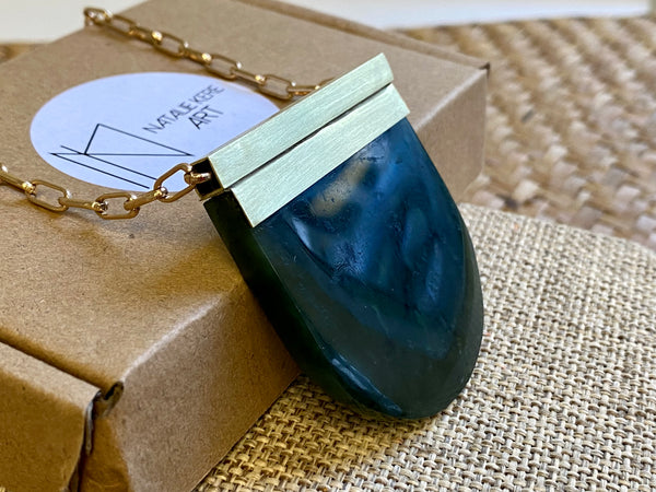Natalie Kere Walker Pounamu Pendant - Brass Framed Breastplate