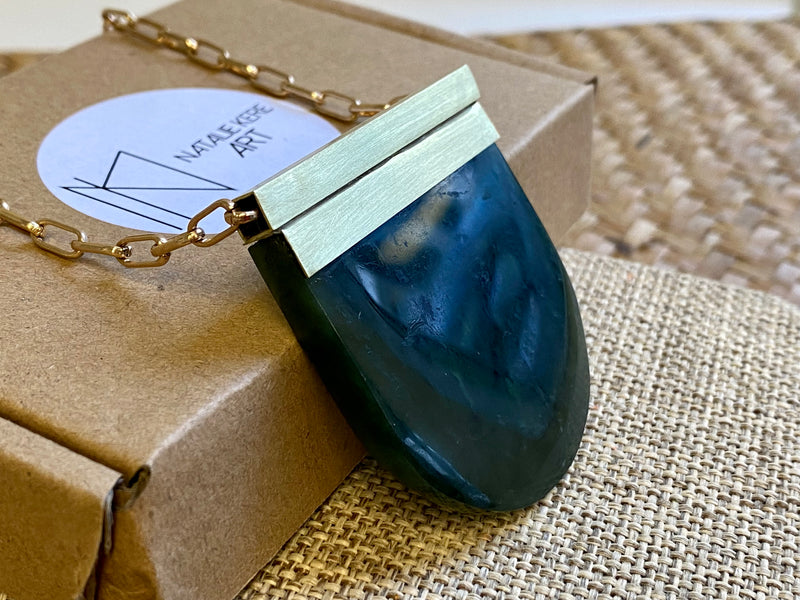 Natalie Kere Walker Pounamu Pendant - Brass Framed Breastplate