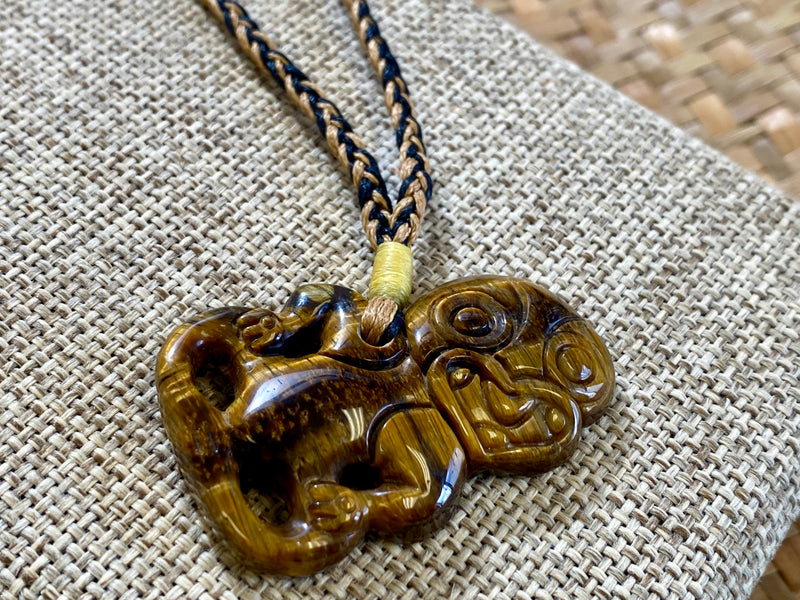 Gemstone Heitiki necklaces on woven cord