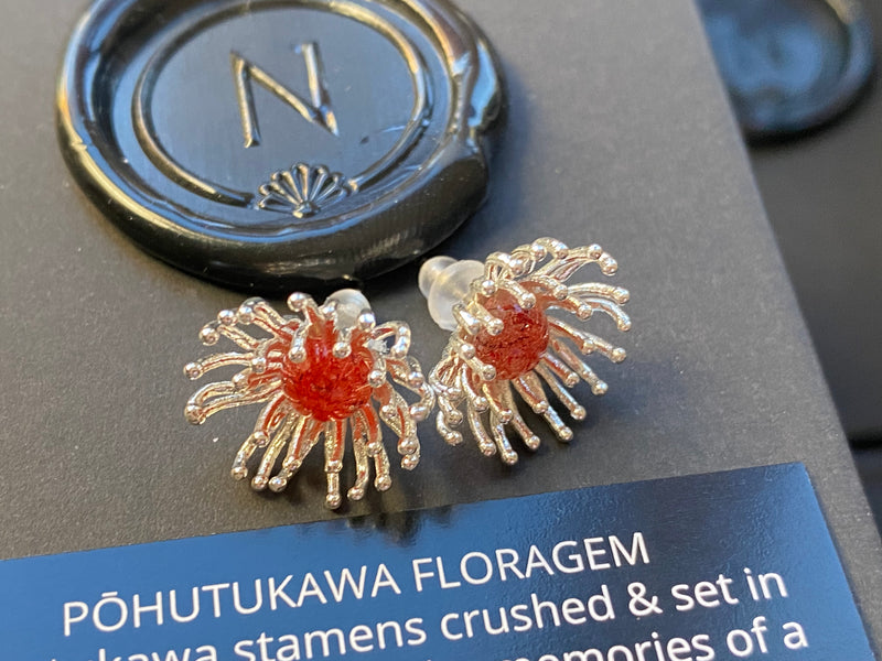 Floragem Pohutukawa stud earrings
