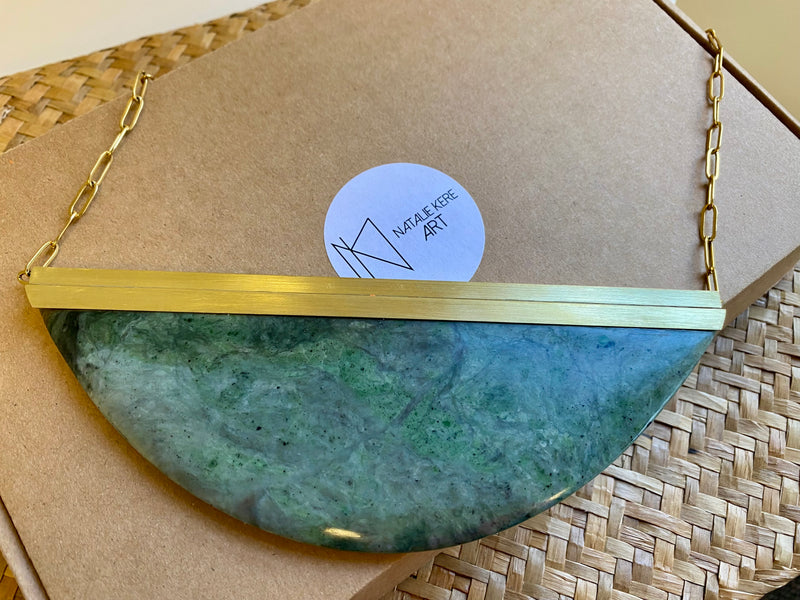 Natalie Kere Walker Pounamu Pendant - Brass Framed XXL