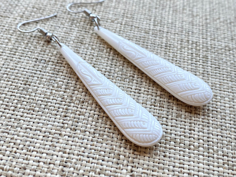 Carved Bone drop earrings