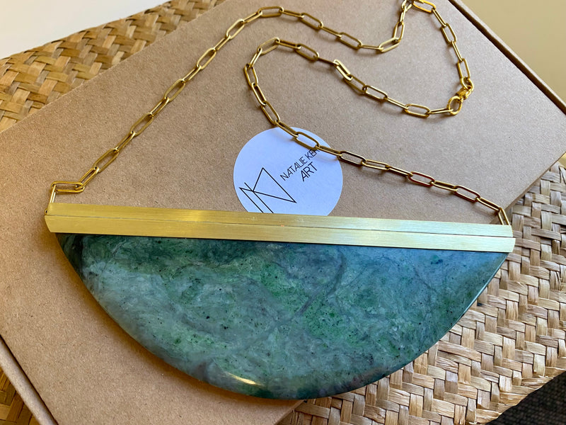 Natalie Kere Walker Pounamu Pendant - Brass Framed XXL