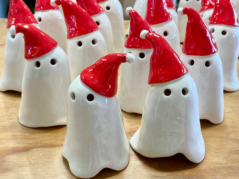 Ceramic Boo Crew - Santa Hat Boo