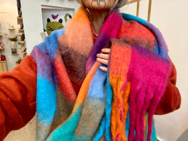 Oversized Scarf - bright checks
