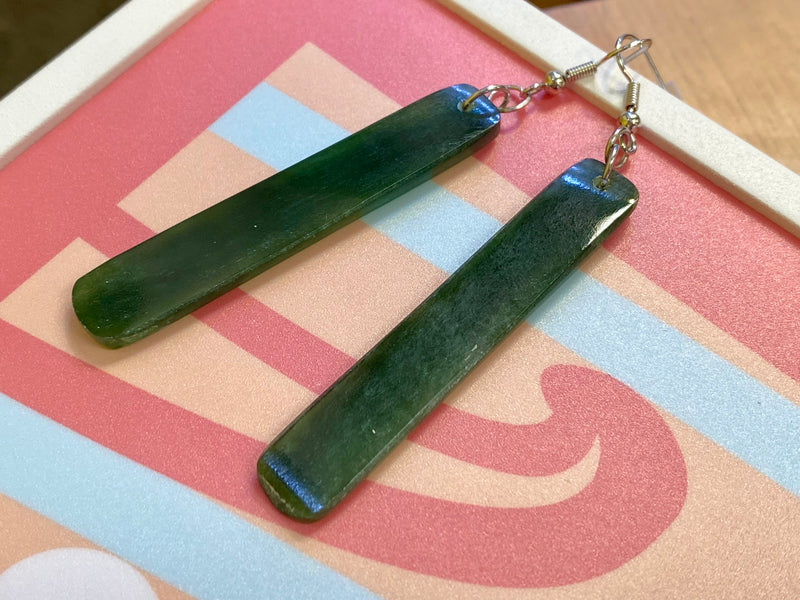 Poutini Pounamu Long Roimata Earrings
