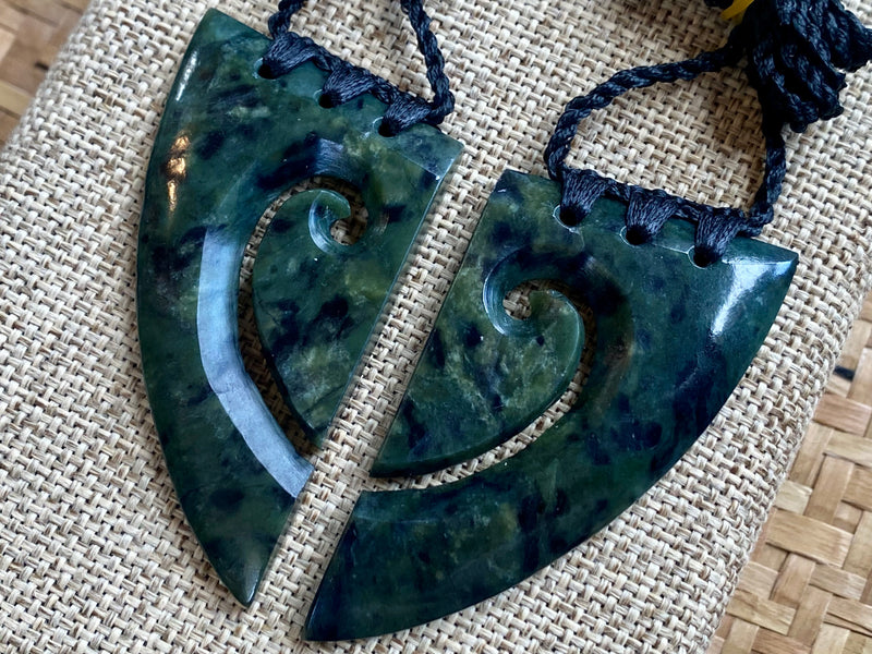 NZ Pounamu Joined Koru pendant - contemporary (set 2)