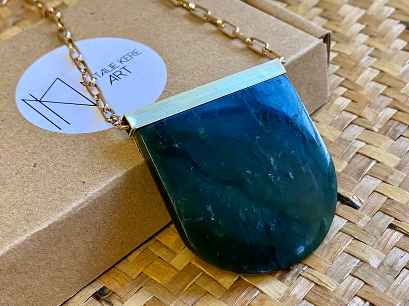Natalie Kere Walker Pounamu Pendant - Brass Framed Breastplate