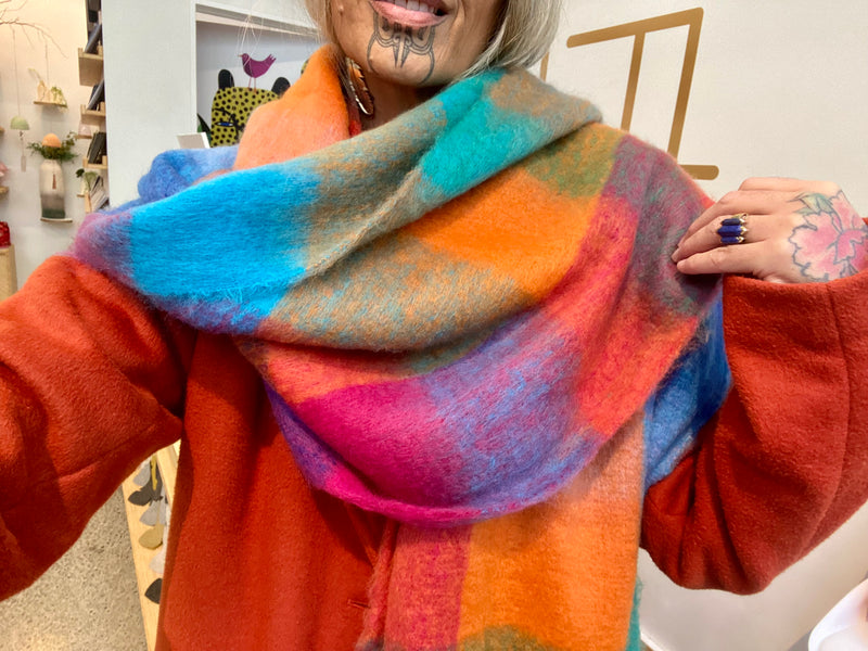Oversized Scarf - bright checks