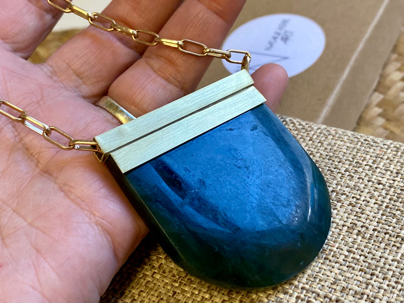 Natalie Kere Walker Pounamu Pendant - Brass Framed Breastplate