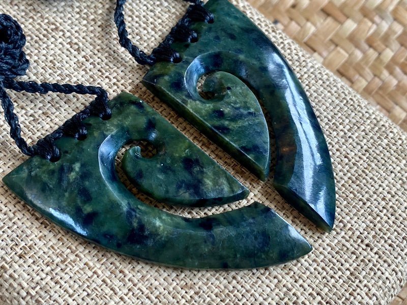 NZ Pounamu Joined Koru pendant - contemporary (set 2)