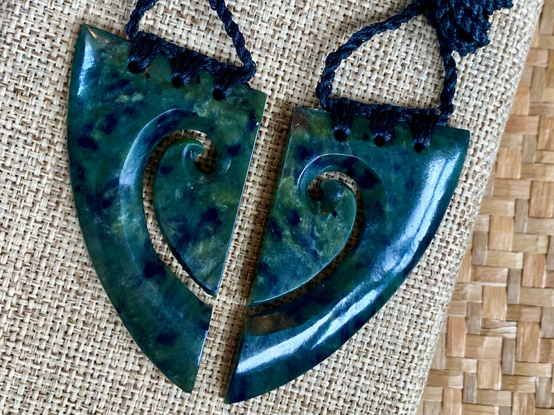 NZ Pounamu Joined Koru pendant - contemporary (set 2)