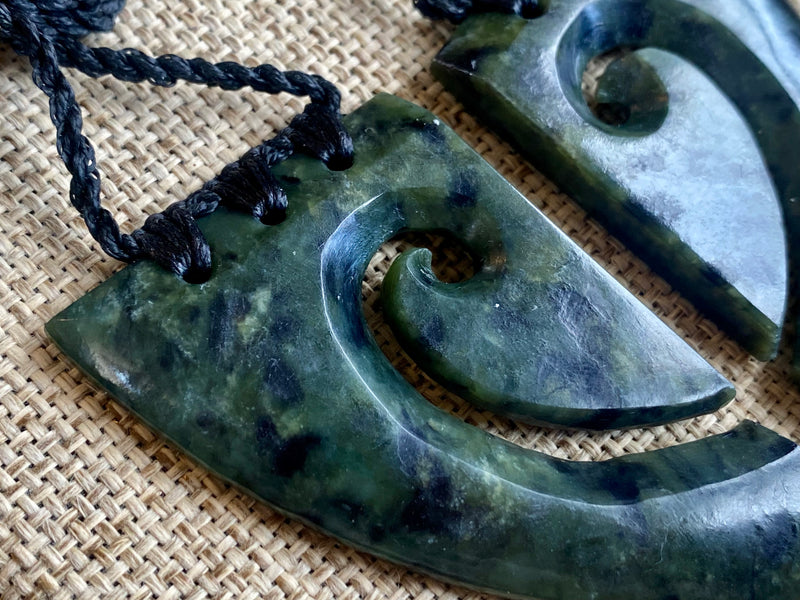 NZ Pounamu Joined Koru pendant - contemporary (set 2)