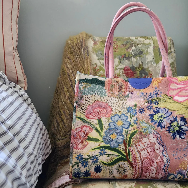 Velvet Boxy Tote Bag - Meadow