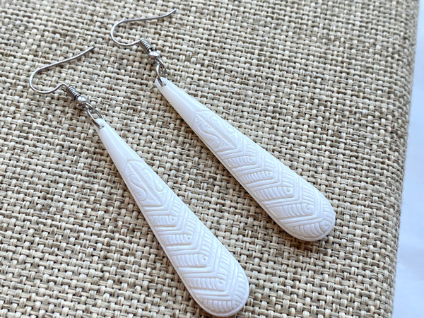 Carved Bone drop earrings