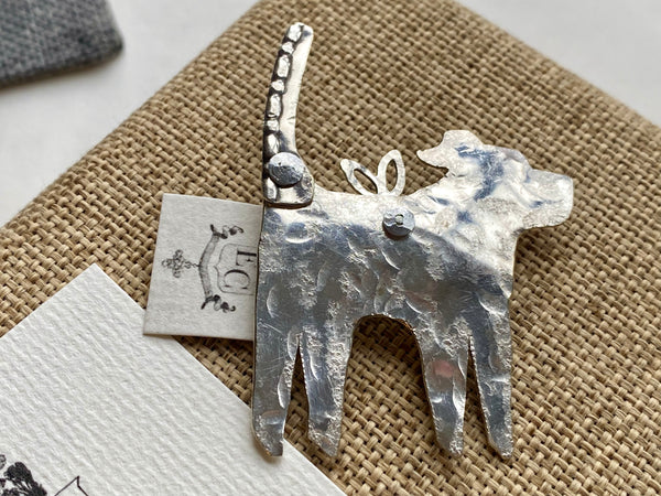 Vintage Silver Dog Brooch - Facing Right