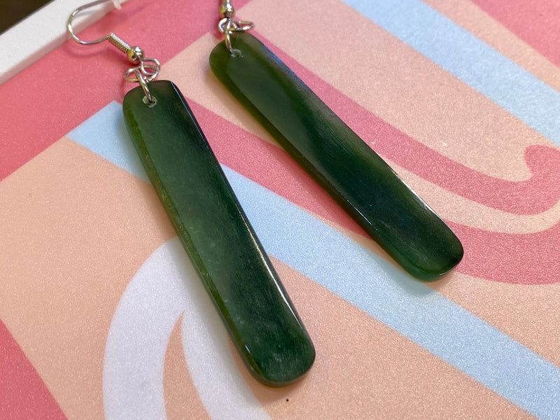 Poutini Pounamu Long Roimata Earrings