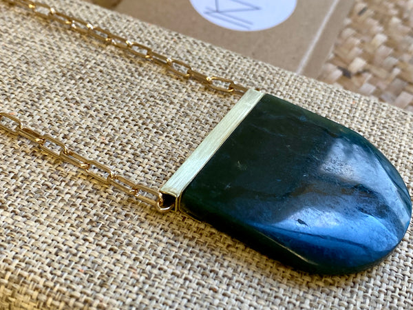 Natalie Kere Walker Pounamu Pendant - Brass Framed Breastplate