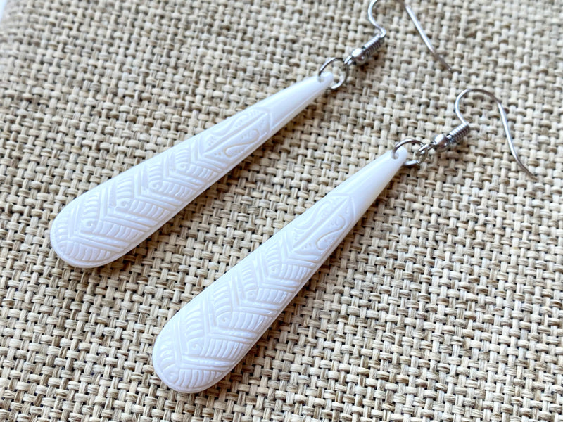 Carved Bone drop earrings