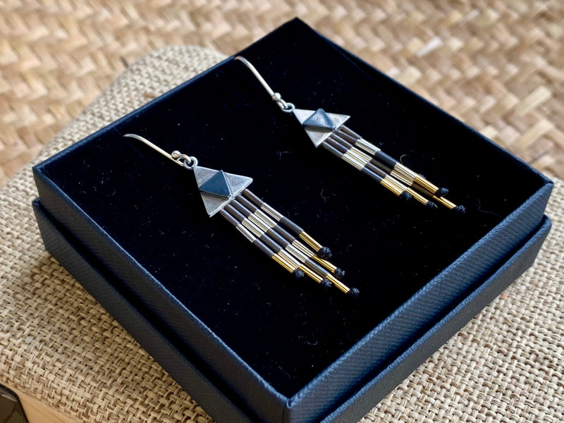 Piupiu Aonui Earrings - silver and gold