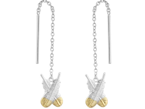Little Taonga earrings - Crossed Huia Feather threads