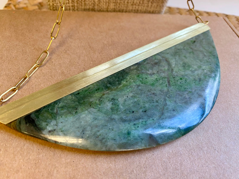 Natalie Kere Walker Pounamu Pendant - Brass Framed XXL