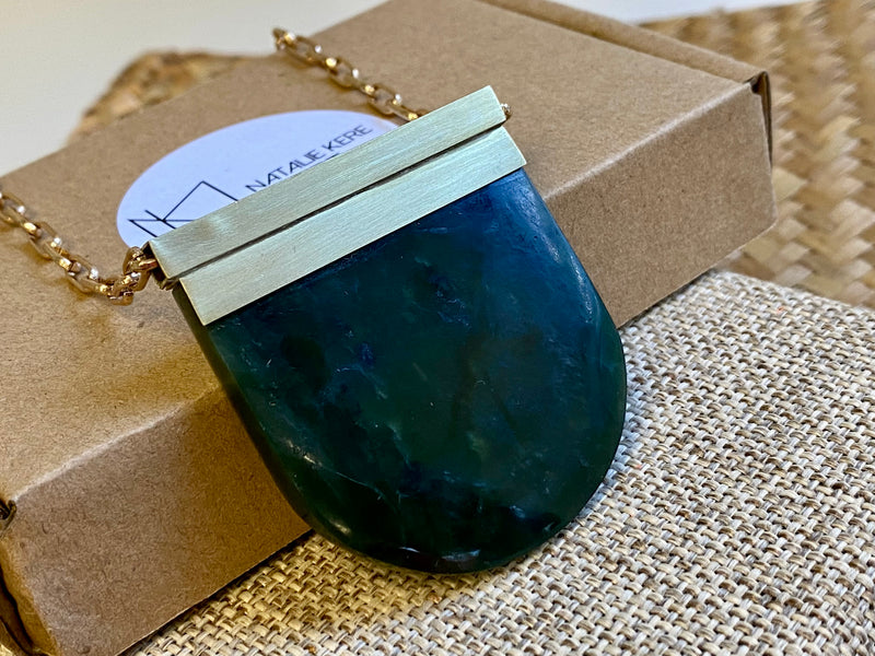Natalie Kere Walker Pounamu Pendant - Brass Framed Breastplate