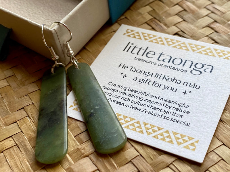Little Taonga Pounamu Roimata earrings