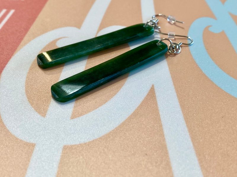 Poutini Pounamu Long Roimata Earrings