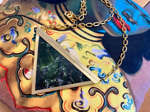 Natalie Kere Walker Pounamu Pendant - Brass Framed Triangle