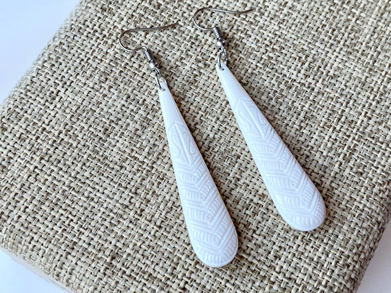 Carved Bone drop earrings