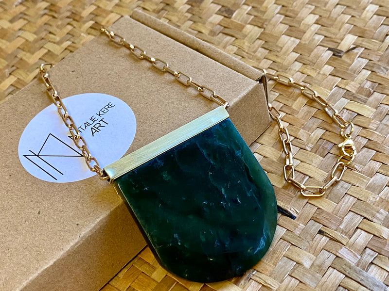Natalie Kere Walker Pounamu Pendant - Brass Framed Breastplate