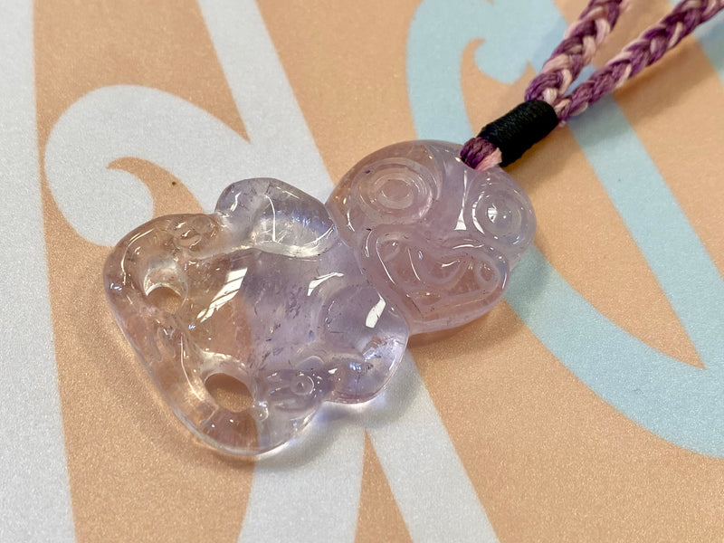 Gemstone Heitiki necklaces on woven cord